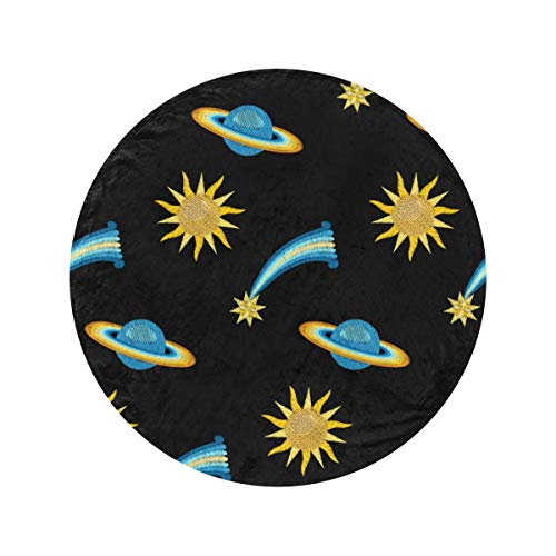 Round Amazing Solar System Space Throw Blanket Soft and Cozy Fur Blanket Circle Round Beach Blanket Life Comfort Blanket For Home Bed Couch Travel（47in/60in）