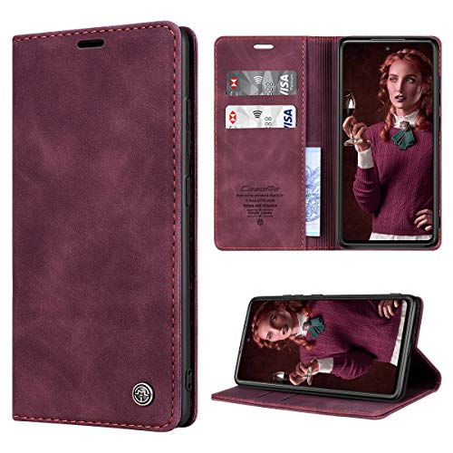 RuiPower Funda para Samsung Galaxy S20 FE/S20 FE 5G con Tapa Funda Samsung S20 FE Libro Fundas de Cuero PU Premium Magnético Tarjetero y Suporte Carcasa Samsung Galaxy S20 FE 5G/4G - Vino Tinto