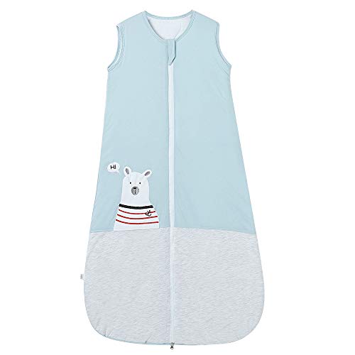 Saco de dormir para bebé, invierno, con mangas, 2,5 tog, para niños de 0 a 10 años, (130 cm/3 a 6 años), color azul y gris