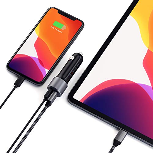 SATECHI Adaptador de Cargador de Coche 72W Tipo-C con Carga de 60W USB-c PD & 12W USB-A – Compatible con 2018 MacBook Air, 2019/2018 MacBook Pro, 2018 iPad Pro, iPhone 11+ Max/11+/11 (Gris Espacial) SATECHI Adaptador de Cargador de Coche 72W Tipo-C con Carga de 60W USB-c PD & 12W USB-A – Compatible con 2018 MacBook Air, 2019/2018 MacBook Pro, 2018 iPad Pro, iPhone 11+ Max/11+/11 (Gris Espacial)