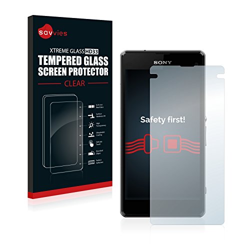 savvies Cristal Templado Compatible con Sony Xperia Z1 Compact / Z1 Mini Protector Pantalla Vidrio Proteccion 9H Pelicula Anti-Huellas