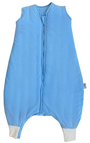 Schlummersack Saco de dormir para bebé con pies para todo el año, 2,5 tog, color azul, 70 cm, con botones de presión en las piernas, para una estatura de 70 a 80 cm