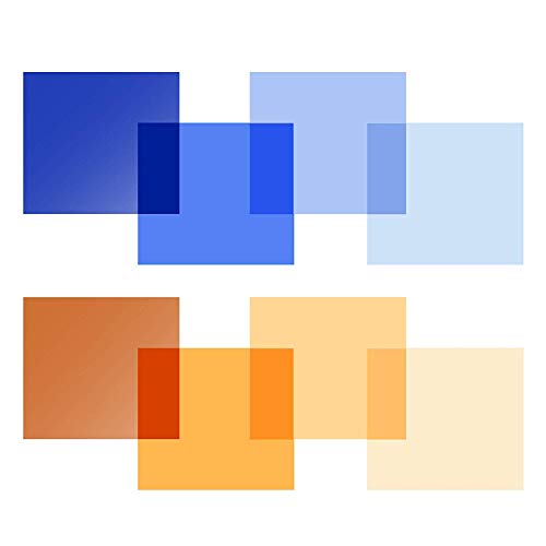 Selens 8pcs 40x50cm Gel de Color Filtro Luz Geles de Corrección Láminas Plástica de Película de Color Transparente para Foco de 800W Cabezal Rojo Fotografía Estudio Fotográfico Naranja y Azul