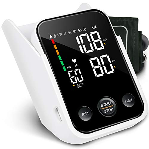 SIMBR Tensiómetro de Brazo Digital, Monitor de Tensión Arterial con Memorias de 2x120 Mediciones, Gran Pantalla LED y Caja de Almacenamiento