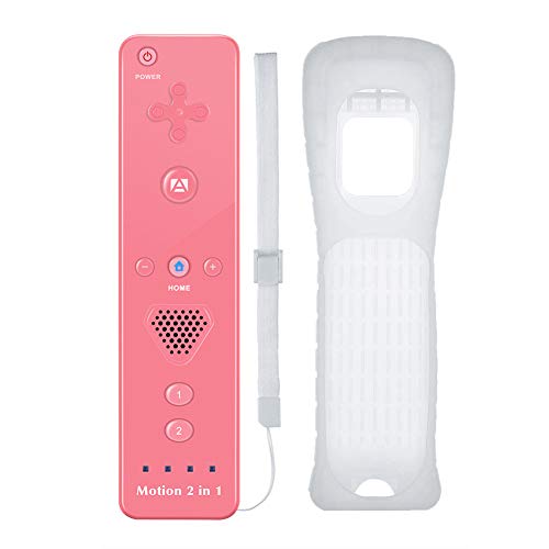 SLTX - Mando a distancia integrado Motion Plus compatible con Nintendo Wii Remote WII (silicona, incluye funda y correa para la muñeca) hot pink