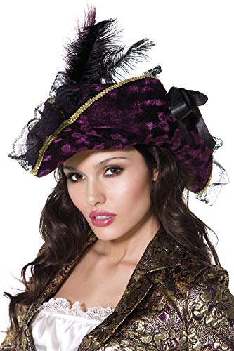 Smiffy'S 33623 Sombrero De Pirata Merodeadora Con Plumas Y Lazo, Púrpura, Tamaño Único Smiffy'S 33623 Sombrero De Pirata Merodeadora Con Plumas Y Lazo, Púrpura, Tamaño Único