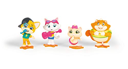 Smoby 44 Gatos-Pack de 4 Figuras articuladas, Personajes de Lampo, Albóndiga, Pilou y Milady-8cm (180173)