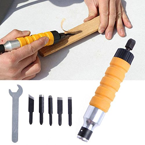 SODIAL 1 conjunto de herramienta de talla de cincel de madera conjunto de herramienta de fijacion de portabrocas para taladro electrico eje flexible