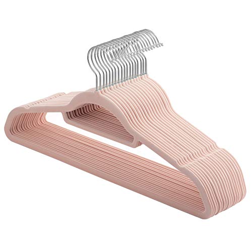 SONGMICS Perchas de Terciopelo, Paquete de 20, Antideslizantes, 0.6 cm Espesor, Espacio Mínimo, Ganchos Giratorios de 360°, 45 cm Ancho, para Abrigo, Chaqueta, Vestido, Pantalón, Rosa Claro CRF20PK SONGMICS Perchas de Terciopelo, Paquete de 20, Antideslizantes, 0.6 cm Espesor, Espacio Mínimo, Ganchos Giratorios de 360°, 45 cm Ancho, para Abrigo, Chaqueta, Vestido, Pantalón, Rosa Claro CRF20PK
