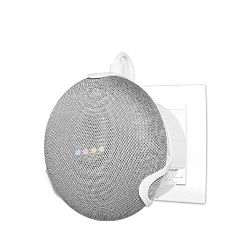 Soporte de pared para Google Home Mini,LANMU Socket Mount Stand para Google Home Mini Speaker (Blanco)