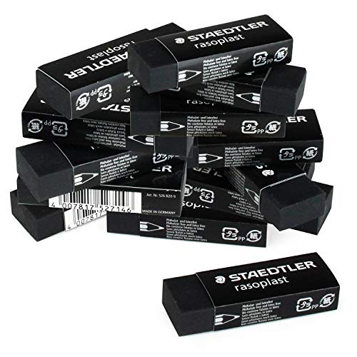 Staedtler Rasoplast 526B20-9 - Goma de borrar (20 unidades, 65 x 23 x 13 mm), color negro