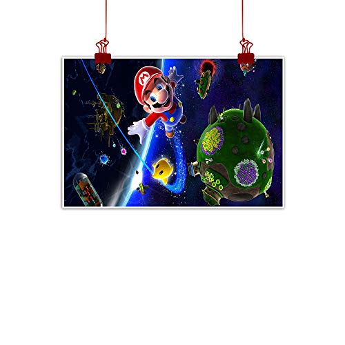 STTYE Luigi Mario - Pintura al óleo impresa para decoración de dormitorio con diseño de Mario Galaxy 2 gotas para niños sin marco, 71 x 50 cm