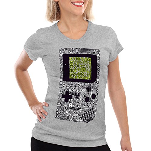 style3 8-bit Game Camiseta para Mujer T-Shirt Pixel Boy, Color:Gris Brezo;Talla:XL