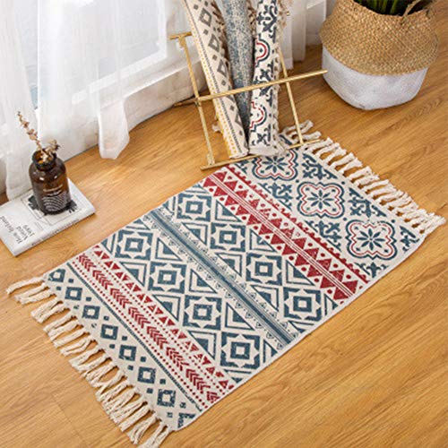 Sumshy Alfombra etnica Bohemia algodón y Ropa Alfombra Sala alfombras de habitacion de Estar Dormitorio cabecera Alfombra étnica Vintage Borla de Viento - 90x60cm Sumshy Alfombra etnica Bohemia algodón y Ropa Alfombra Sala alfombras de habitacion de Estar Dormitorio cabecera Alfombra étnica Vintage Borla de Viento - 90x60cm