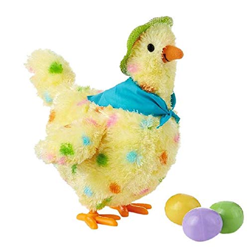 Syfinee Egg Laying Hen Electric Toy, Hen Interactive Stuffed Animal, 10" Plush Doll, Chicken Toy Shocked Joke Gift Anti Stress Gadget for Kids 4-6 Years Old Indoor or Outdoor Game