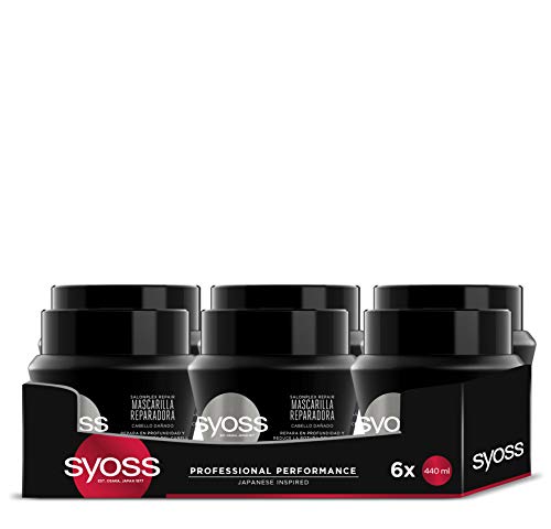 Syoss - Mascarilla Salon Plex - 6 uds de 300Ml (1.800ml) – Para cabellos dañados – Repara en profundidad y reduce la rotura del cabello - Cabello como recién salido de la peluquería