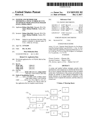 Systems and methods for minimizing a total number of cuts to separate media instances imaged onto a media sheet: United States Patent 9833921 (English Edition)
