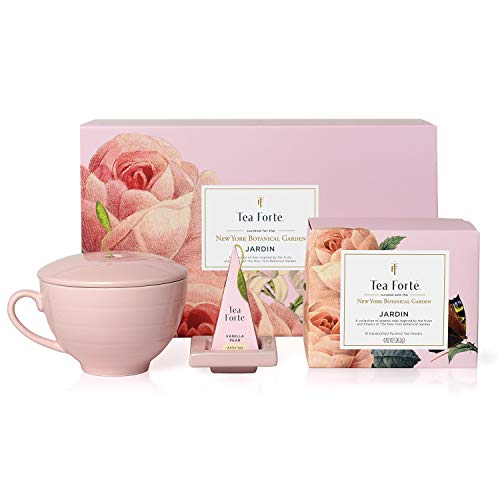 TEA FORTÉ Garden Gift Set Box | Set de Tazas, Porta pirámides y 10 infusores de pirámide orgánicos | Edición Limitada