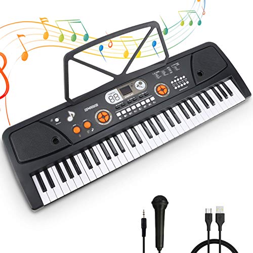 Teclado Electrónico Piano 61 Teclas Teclado de Piano Portátil Teclado Electrónico Musica Teclado Digital Keyboard Piano con Atril y Micrófono Juguete educativo Regalo para Niño Niña Principiantes Teclado Electrónico Piano 61 Teclas Teclado de Piano Portátil Teclado Electrónico Musica Teclado Digital Keyboard Piano con Atril y Micrófono Juguete educativo Regalo para Niño Niña Principiantes