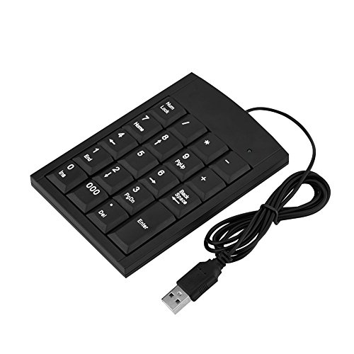 Teclado Numérico USB Portátil, Teclado USB Numpad 19 Teclas para Computadoras de Escritorio PC, Soporte Windows XP / 7/8/9/10, Linux, Android, iOS (Negro)