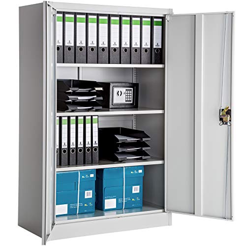TecTake Armario archivador de Oficina metálico con 2 Puertas bloqueable e estantes - Varias tamaños - (140x90x40 cm | no. 402482)