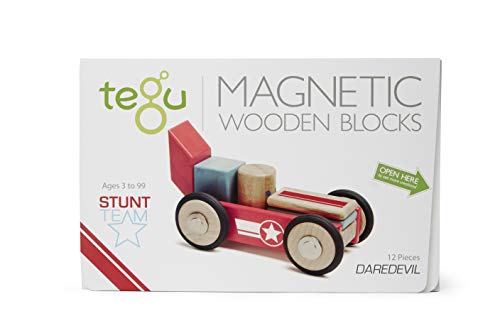 Tegu - Juego de Bloques de Construcción de Madera magnéticos Equipo Acrobacias - Daredevil Temerario - 12 Piezas , color/modelo surtido