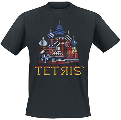 Tetris Camiseta Hombre Rojo Cuadrado algodón Negro - M