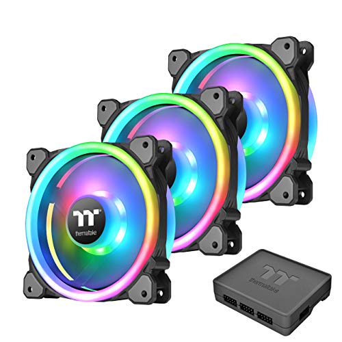 Thermaltake Riing Trio 12 LED RGB - Pack de 3 ventiladores para PC, color negro