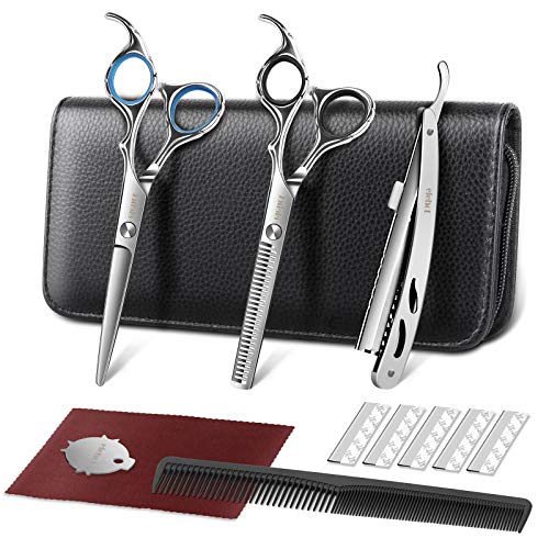 Tijeras Peluqueria Profesional 3 en 1 con Navaja Kit Tijeras de Peluqueria completa Acero Inoxidable 6CR para Peluquero y Salón Tijeras Pelo Plateado,buen regalo de ELEHOT Tijeras Peluqueria Profesional 3 en 1 con Navaja Kit Tijeras de Peluqueria completa Acero Inoxidable 6CR para Peluquero y Salón Tijeras Pelo Plateado,buen regalo de ELEHOT