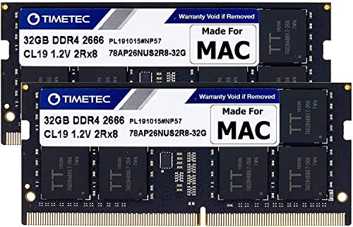 Timetec Hynix IC Compatible with Apple DDR4 2666MHz PC4-21300 SODIMM Memory Upgrade For Mac Mini 8,1 Late 2018 and iMac 19,1 w/Retina 5K 27-Inch Early 2019 (64GB Kit (32GBx2))