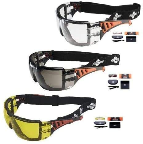 ToolFreak Rip Out Gafas de Seguridad para Trabajo y Deporte Pack Mega Bundle con Cristales Tintados Amarillos, Claros y Ahumados, Acolchado de Espuma, Protección contra Impactos y Rayos UV