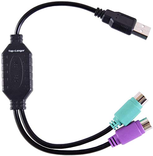 Top-Longer PS2 Converte Cable Adaptador Conversor USB Doble a PS2 to PS/2 para Teclado y Raton