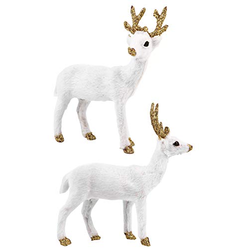 TOYANDONA 2 figuras de peluche con forma de reno para decoración de Navidad, para salón, mesa, coche, salpicadero, etc.
