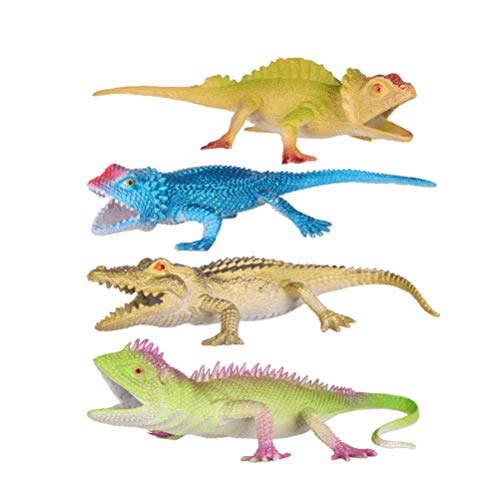 Toyvian - Mini lagartos, cocodrilos - Animales de juguete fabricados en material plástico - Figuras de simulación - Modelos de juguetes para niños - 4 unidades