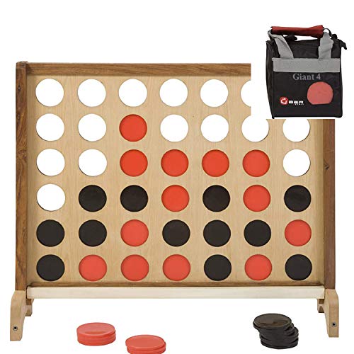 Ubergames XL Cuatro ganadores – 83 cm de altura – Top 4 gana XXL – de madera dura ecológica – Fabricado en India – Juego de interior – táctico – Completo con bolsa para las piedras