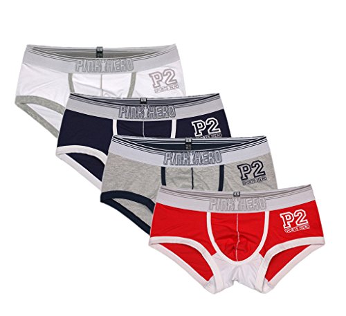 V-SOL Men Underwear Calzoncillos Slips Bóxer Briefs Para Hombre Algodón Forma U 4PCS (L)