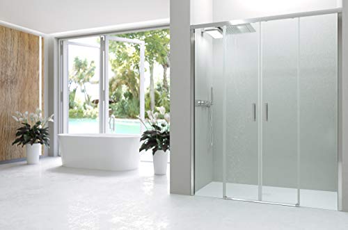 VAROBATH Mampara de ducha frontal BASIC Cromo 2 fijos-2 puertas correderas. Sin perfil inferior. Con tratamiento ANTICAL. Calidad PREMIUM. 171-180. Cromo. VAROBATH Mampara de ducha frontal BASIC Cromo 2 fijos-2 puertas correderas. Sin perfil inferior. Con tratamiento ANTICAL. Calidad PREMIUM. 171-180. Cromo.
