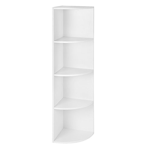 VASAGLE Estantería para Esquina de 4 Niveles, Estantería de esposición Independiente, Librería de Madera, para Cocina, Dormitorio, Sala de Estar, Estudio, Blanco, LBC42WT VASAGLE Estantería para Esquina de 4 Niveles, Estantería de esposición Independiente, Librería de Madera, para Cocina, Dormitorio, Sala de Estar, Estudio, Blanco, LBC42WT