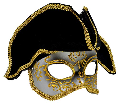 VENTURA TRADING MX7 Pirata Capitán de Barcos Máscara de la Mascarada Mascarilla Veneciana Pluma Decoración Mujer Mascarada Disfraz Mardi Gras Fiesta Pelota Paseo