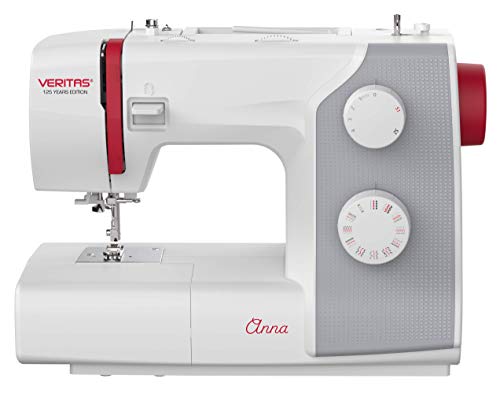 VERITAS Anna - Máquina de coser automática de ojal de 1 etapa, 32 programas de puntada, luz LED de costura, incluye agujas de marca y accesorios completos, edición de 125 años de aniversario