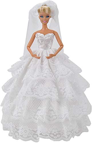 VESTIDO DE NOVIA PARA BARBIE O MUÑECA SIMILAR. INCLUYE VELO