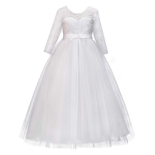 Vestidos De Princesa Fiesta de la Boda de Las Niñas, Bordado, Baile de graduación,Manga Larga Vestido,Princesa,Vestido de Novia S# Blanco 9-10 Años Vestidos De Princesa Fiesta de la Boda de Las Niñas, Bordado, Baile de graduación,Manga Larga Vestido,Princesa,Vestido de Novia S# Blanco 9-10 Años