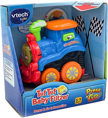 Vtech 80-515604 Tut Tut Baby Flitzer Press & Go Locomotora para bebé, Multicolor