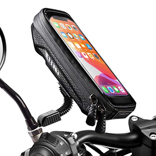 WACCET [Nueva Generación Soporte Movil Moto Impermeable Moto Smartphone Soporte con Cubierta de Lluvia Soporte Movil Scooter para Teléfonos Inteligentes de Menos de 6.5"