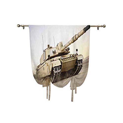 War Home Decor - Parasol para ventana, diseño de tanque militar con movimiento rápido sobre arena peligrosa artillería aislante térmico, 60 x 107 cm, para decoración del hogar, color beige