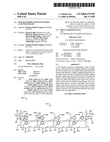 Web transport system including scavenger blade: United States Patent 9862179 (English Edition)