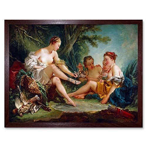 Wee Blue Coo Painting Allegory Roman Boucher Diana After Hunt Art Print Framed Poster Wall Decor 12X16 Inch