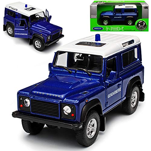 Welly Land Rover Defender 90 Azul Gendarmerie 3 puertas aprox. 1/43 1/36-1/46 Modelo Coche