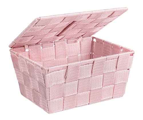 WENKO Cesta para el baño Adria con tapa rosa - cesta para el baño con tapa, Polipropileno, 19 x 10 x 14 cm, Rosa WENKO Cesta para el baño Adria con tapa rosa - cesta para el baño con tapa, Polipropileno, 19 x 10 x 14 cm, Rosa