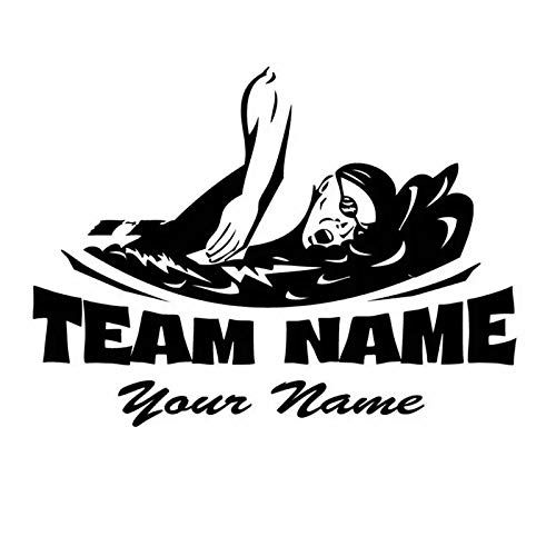 WERWN Arte de la Moda Etiqueta de natación Natación Logotipo Nombre Natación Vinilo Pared Decoración de Pared Etiqueta de natación
